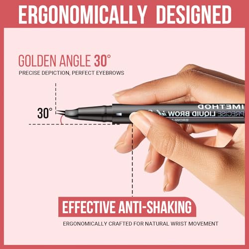 iMethod Curved Eyebrow Pen - Eyebrow Pencil, Brow Pencil 2-in-1 Dual-Ended Microblading Eyebrow Pen with Micro-Fork-Tip and Precise Brush-Tip Create Natural Hair-Like Brows, Last All-Day, Dark Brown