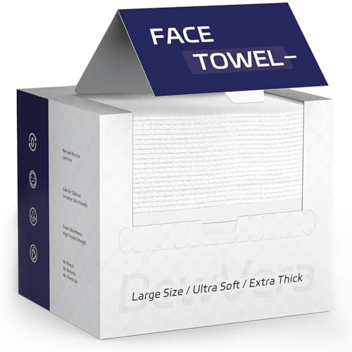 Disposable Face Towel, 10"¡¿12" Ultra Soft Thick Face Wipes Paper Towels, Lint-Free Single Use Washcloth Makeup Remover Dry Wipes Towelette Face Cloth For Sensitive Skin Cleaning, 50 Ct 1 Pack