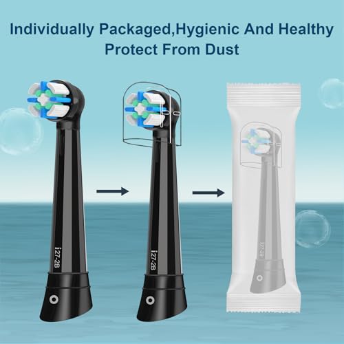 iO Replacement Heads Compatible with Oral B IO 2/3/4/5/6/7/8/9/10 Series Electric Toothbrush,Compatible with Oral B io Series Toothbrush Heads with Medium Bristles,Black