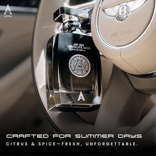 Absolute Noir Eau De Parfum for Men 100Ml 3.4Oz - Luxurious and Long Lasting Fragrances with Top Notes of Bergamot, Lemon, Grapefruit, Pink Pepper