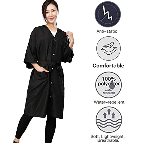 Salon Robes for Clients, Pack of 4, Hair Color Gown Cape for Women & Men, Grooming Smock-Kimono Style, 5 Snaps Closures