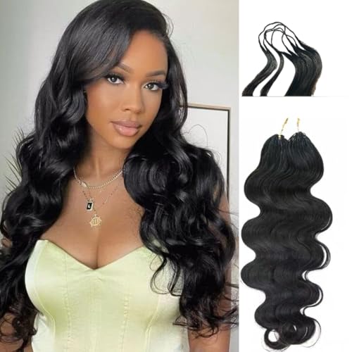 100% Human Hair Body Wave Knotless Pre-Separated Crochet Hair feather crochet human hair extensions for Women Natural Color 18 Inch 120g