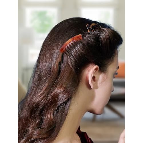 Hair Side Combs - Small French Side Hair Comb Clips for Women Decorative French Twist Hair Styling Accessories -4 Pcs (Tortoise, Brown)