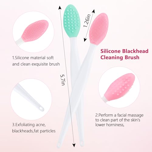 Silicone Face Scrubber, 2pcs Exfoliating Lip Brush, 4pcs Cleansing Brush,2pcs Face Mask Brush Exfoliator Blackhead Skin Tool