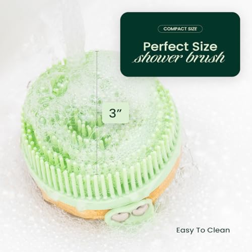 Apex Peak Silicone Body Scrubber - Exfoliating Shower Brush with Bamboo Handle for Men & Women
