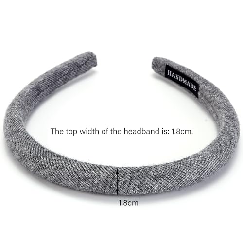 5 Pcs Padded Headbands for Women 0.7" Fashion Headbands Solid Headband with Sponge Fabric Hair Band Set Puffy Headbands Hair Accessories for Women Girls (5-PACK B, One Size)