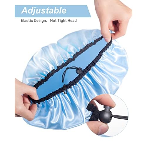 Auban Shower Cap for Women, Adjustable Reusable, Extra Large, Double-Layer Waterproof Bathing cap, Waterproof Exterior, EVA Lining, Hair Cap for All Hair lengths, 3 Colors