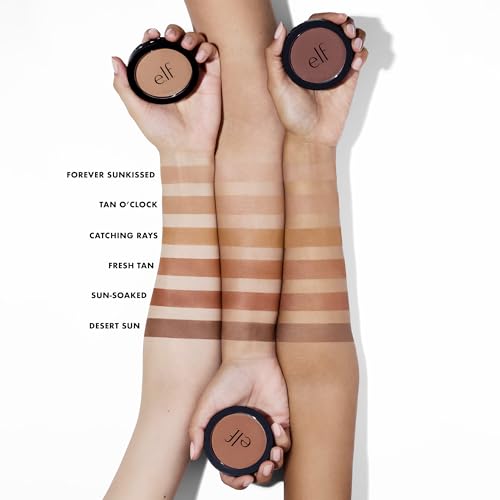 e.l.f. Primer-infused Bronzer, Long-Wear, Matte, Bold, Lightweight, Blends Easily, Contours Cheeks, Forever Sun Kissed, All-Day Wear, 0.35 Oz