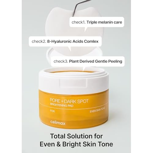 celimax Pore+Dark Spot Brightening Pad | Exfoliating Peeling Pads for Enlarged Pores, with Hyaluronic Acid, Pore Minimizer, Non-Irritating, Hydrating, For Sensitive Skin (40 pads)