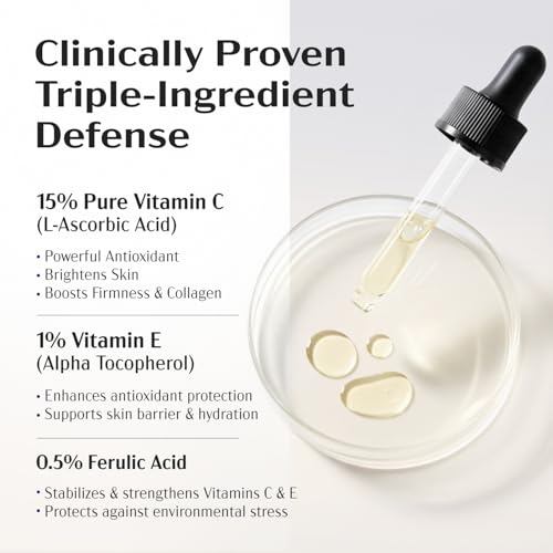 Lanmeri Ceuticals 15% Vitamin C + E + Ferulic Serum: Vitamin C Serum for Face with Vitamin E, Ferulic Acid ? Brightening, Anti-Aging, Anti-Wrinkle & Hydration ? for Dark Spots & Uneven Skin (1 fl oz)