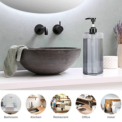 Suream 33.8oz Refillable Shampoo Bottles for Shower, 3Packs 1000ml Large Empty Pump Dispenser with 4PCS Lables for Shampoo, Body Soap, Hand Soap, Conditioner, for Bathroom, Kitchen, Hotel, Salon, SPA