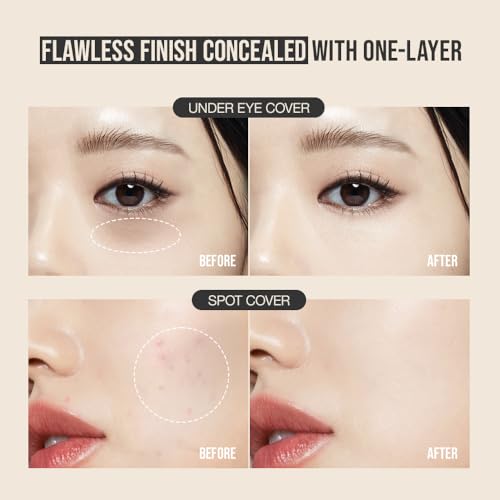 Idol Cover Concealer - Full Coverage, Lightweight, Sweat & Water Proof, Long-lasting, Lightweight, Conceales Dark Circles, Fine Lines, Redness, 0.22 Oz. (P03 Tone up Beige, 0.22 Oz.)