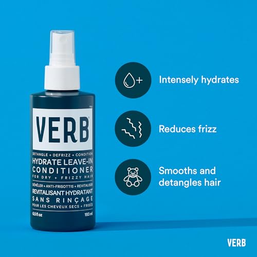 VERB Hydrate Leave-In Conditioner, 6.5 fl oz ? Nourish Dry + Frizzy Hair - Smooth + Detangle - Amber + Warm Jasmine Scent