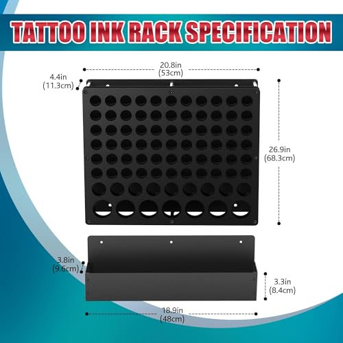 Poarmeey Rack Pigment Bottle Holder 82 Holes Paint Bottle Organizer for 1oz 4oz 8oz Tattoo Ink Holder and Display Support Equipment for Tattoo Artists