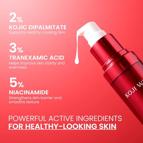 Koji White 2% Kojic Acid Dipalmitate + 3% Tranexamic Acid Serum - Facial Serum for Women, Hydrating with Niacinamide - Vegan, Fragrance-Free, Unscented for Sensitive Skin & Uneven Tone - 1.01 Fl Oz