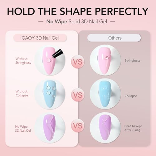 GAOY 3D Nail Gel, 15g Clear Sculpting Gel for Carving, Molding and Painting Nail Art Designs, Rhinestone Glue for Gems Decoration