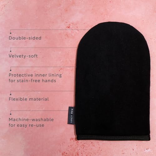 Self Tanning Mitt for Body Self Tanners, Premium Reusable Double-Sided Velvety Soft Applicator, Streak-Free Natural Tan, Stain-Free Hands, Washable Black Mitt in FSC Cardboard Packaging