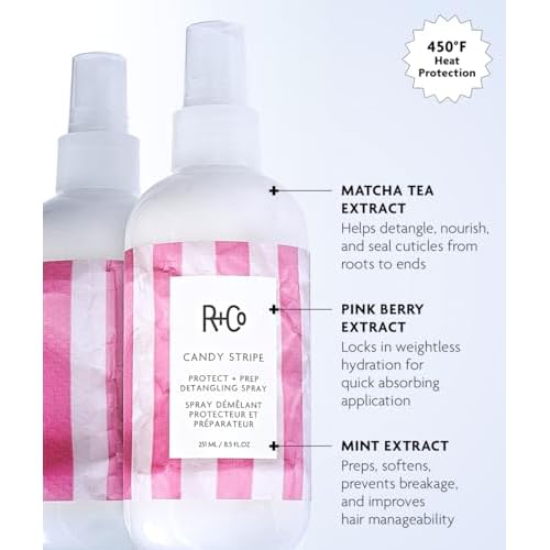 R+Co Candy Stripe Protect + Prep Detangling Spray