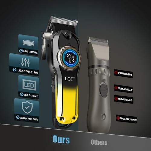 LQT¢ç Hair Clippers for Men Professional, Body Hair Trimmer & Cordless Grooming Set with LED Display Zero Gap Clippers,Fade Haircut Kit, Electric Hair Cut Machines- Ideal Gifts for Men (Gold)