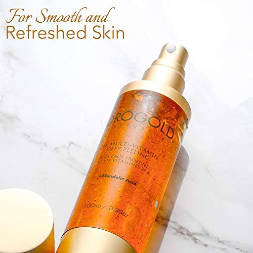 OROGOLD White Gold 24K Multi-Vitamin Deep Peeling - Facial Exfoliator with Gold, Walnut, Coconut, Green Tea, Mandelic, Vitamins A C E - 1.76 Fl. Oz.
