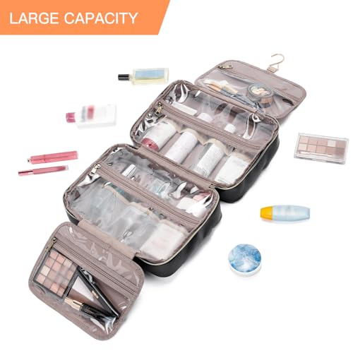Telena Travel Toiletry Bag for Women with Hanging Hook, Water-resistant Cosmetic Bag Travel Organizer for Accessories, Toiletries, Shampoo
