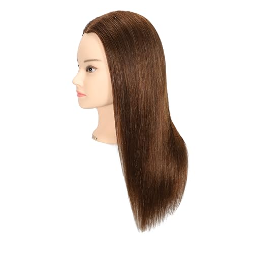 100% Human Hair Mannequin Head Hair Styling Training Head Cosmetology Manikin Head Doll Head for Hairdresser with Free Stand