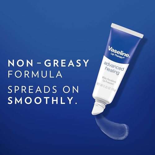 Vaseline Lip Therapy Advanced Healing 3-Pack ? White Petroleum Moisturizing Lip Balm for Extremely Dry Lips, 0.35 Oz Ea
