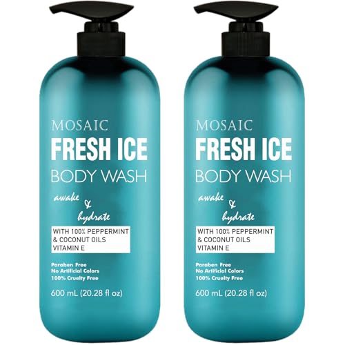 AnatoliaDaphne Fresh Ice Peppermint Body Wash and Shower Gel for MEN with Vitamin E for Jock Itch, Eczema, Ringworm, Body Odor, Body Wash Men with Added Body Oils, LARGE 20.2 FL Oz Bottle