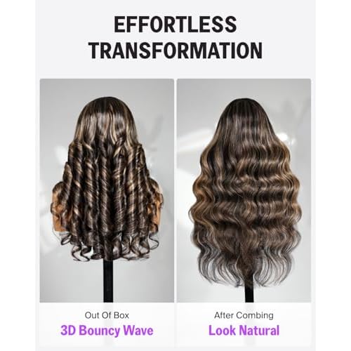 Ombre Body Wave HD Lace Front Wigs Human Hair Glueless Wear and Go 13x4 Frontal Wigs Human Hair Highlight Balayage Body Wave Wig Pre Plucked Pre Bleached Wig 200% Density 24 Inch 1B/27