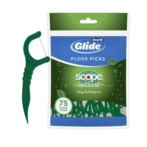 Glide Floss Picks 75 Count Scope Outlast Bag (6 Pieces)