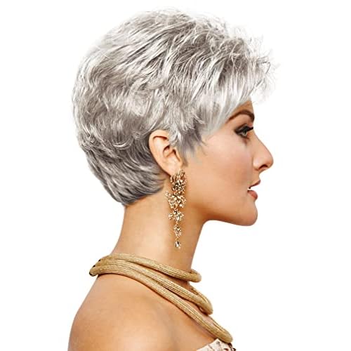 hairuwear Eva Gabor Acclaim Short Layered Average Size Comfort Cap Wig, Burnished Snow