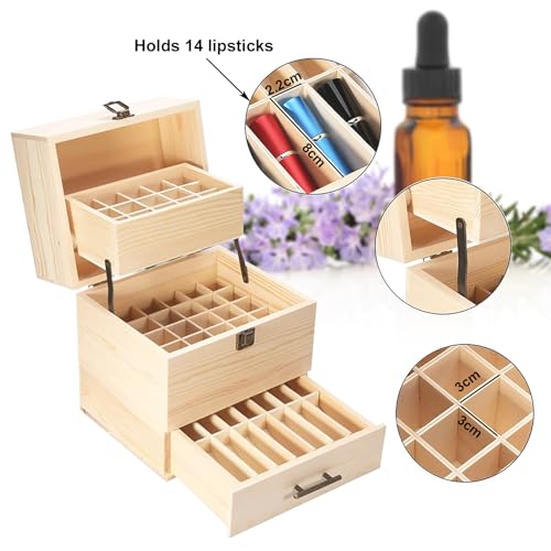Essential Oil Storage Box Wooden Essential Oils Display Organizer Stand Holder for 15 ml Bottles Nail Polish Collection. (59 slots)
