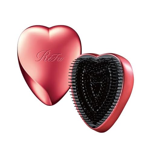 ReFa Heart Brush SHINE RED | Heart Shaped Detangler for Thick Hair | No Tangle Travel Brush for Women