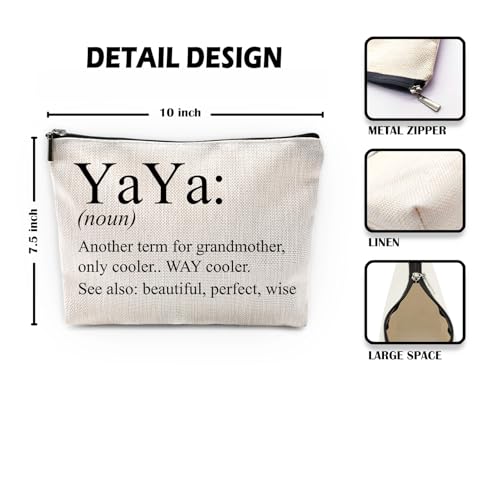 Sufamb Yaya Makeup Bag - Grandma's Birthday & Mother's Day Gift - Small Cosmetic Pouch for Purse