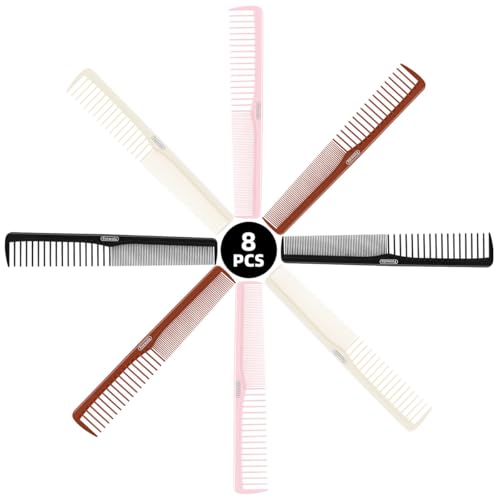 Combs Set, Classic Hair Comb, Fine and Wide Teeth, For Hairdressing, Grooming, Detangling, Sectioning, Teasing, For Women and Men, 7 Inches, 4 Colors and 8 Pieces