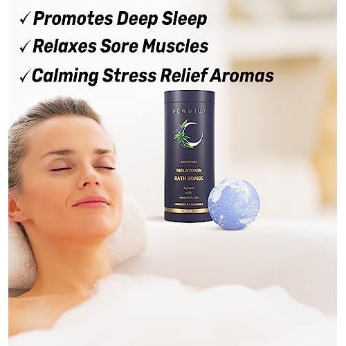 Sleep Well Bubble Bath Bombs Melatonin Infused Lavender Chamomile Essential Oils Luxurious Bath for Dry Skin Perfect Self Care Gifts for Women and Men