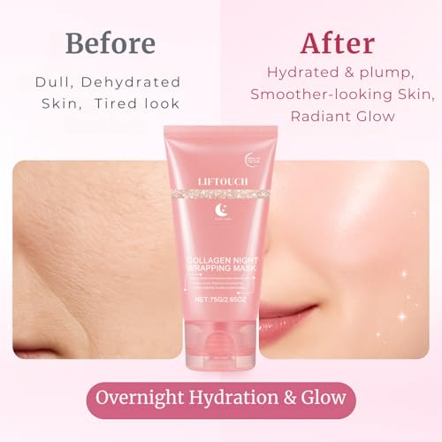 Korean Collagen Night Wrapping Mask - Overnight Peel Off Facial Mask for Face - Hydrating Sleeping Mask Skincare - Anti-Aging Glass Skin Elasticity Treatment - Women
