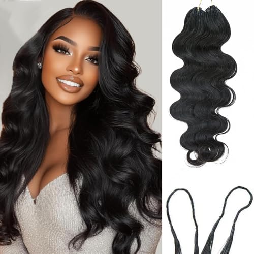 Body Wave Feather Crochet Braid Human Hair Extensions Knotless Pre-Separated Crochet Hair Extensions Human Hair Natural Color 20inch 120g