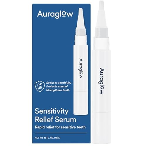 Auraglow Sensitive Teeth Relief Serum Gel, Reduces Tooth Sensitivity with Potassium Nitrate and Nano Hydroxyapatite, Remineralization Gel, Strengthens Teeth & Protects Enamel, 40+ Treatments, 4ml