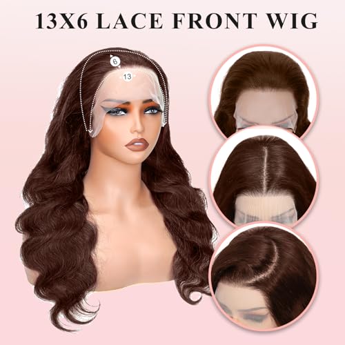 200 Density Chocolate Brown Lace Front Wig Human Hair 22 Inch 13x6 Hd Transparent Body Wave Lace Front Brown Wigs Human Hair Wigs for Women