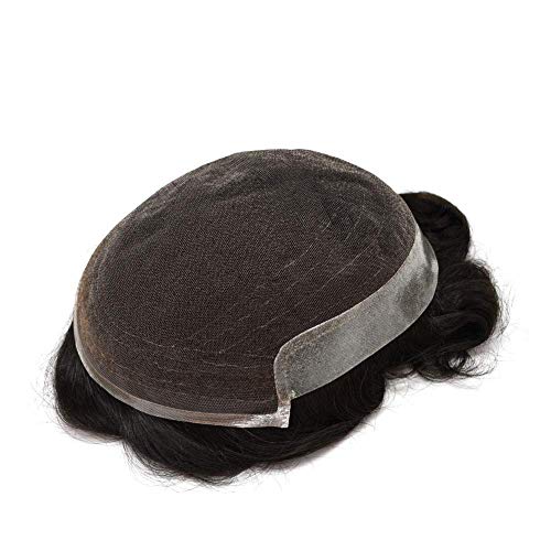 Skinlike Real HD Lace Human Hair Toupee for Men, 8x10 Inch Lace Front with Thin Skin Back and Side Q6B Mens Hair Piece, Mens Wig 1B# Natural Black