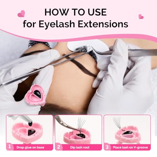 MelodySusie Glue Rings, 3 Shapes with 300PCS for Eyelash Extensions or Nail Art, Disposable Plastic Holders for Adhesive, Pigment or Gel Nail Polish, for Home DIY and Salon Tools