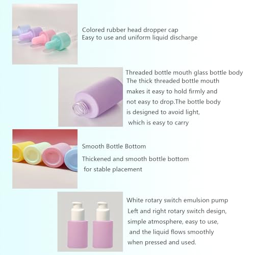 4 Pack 1oz Glass Dropper Bottle,Green Glass Dropper Bottles with 2 Funnels & 2 Lotion Pumps,30 ml Eye Dropper Bottles For Essential Oils,Serums,Lotion,Tincture Bottles (C -Green)