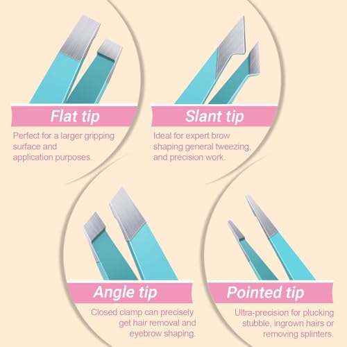 TsMADDTs Tweezers for Women Facial Hair, Eyebrow Tweezers for Women Men, Professional Ingrown Hair Removal Set, Eyebrow Kit with Mirror, Scissor