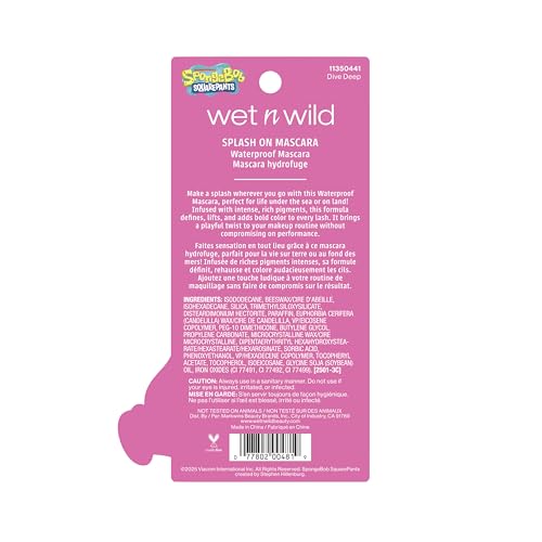 wet n wild SpongeBob Splash On Waterproof Mascara, Bold Black Mascara for Volume, Definition & Long-Lasting Wear, Cruelty Free - Dive Deep