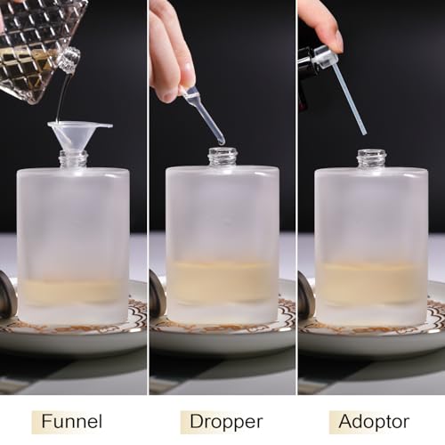 100ml/3.4 Oz Frosted Glass Spray Bottle Perfume Atomizer,Refillable Perfume Spray Bottle Perfume Bottles Empty with 3 Kinds of Perfume Dispenser (Frosted Glass 100ml)