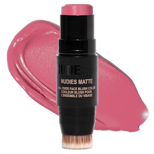 Nudestix Nudies Blush Stick ? 3-in-1 Cream Blush for Cheeks, Eyes & Lips with Built-In Brush | Soft Matte Finish for a Natural Flush