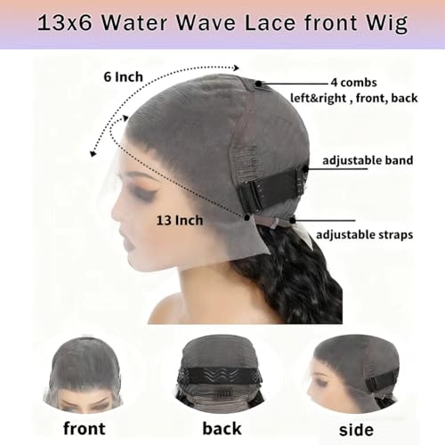 22 Inch Water Wave Lace Front Wigs Human Hair 13x6 Deep Part Curly Wig for Women 200 Density Water Wave Frontal Wigs Human Hair Pre Plucked