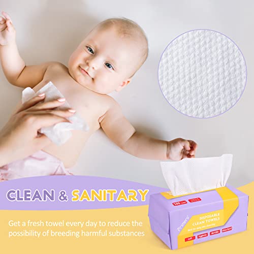 600 Count Disposable Face Towels Ultra Soft Hand Washcloth Lint-Free Dry Wipes Biodegradable Facial Cleansing Towelettes (100 Count 6 Pack)