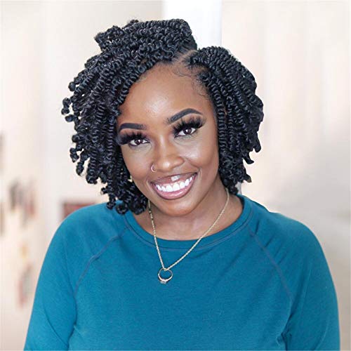 TOYOTRESS Bob Spring Twist Hair - 6 inch 8 packs Pre-twisted kids Crochet Hair Spring Twists Crochet Braids, Synthetic Braiding Hair Extensions (6 Inch, 1B)